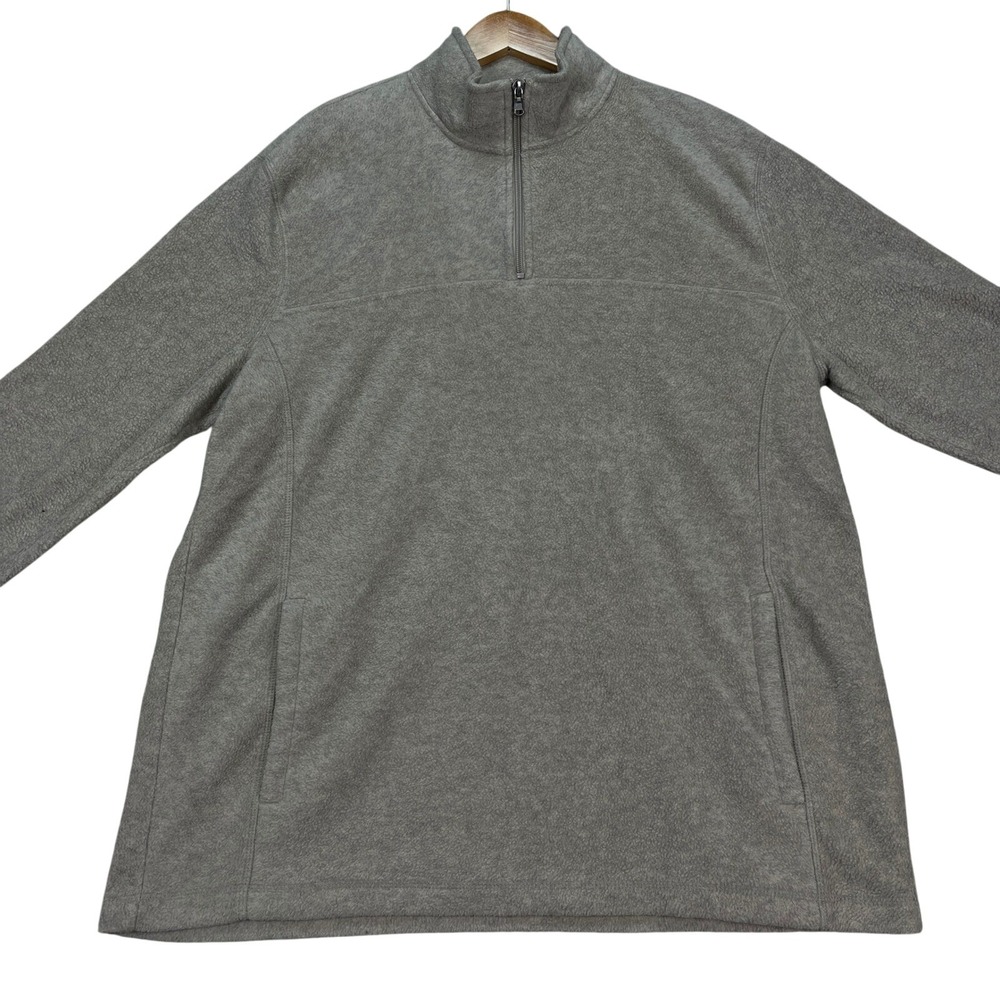 Croft Barrow Pullover Mens Large Gray Long Sleeve 1/4 Zip Mock Neck Fleece EUC - Picture 1 of 10